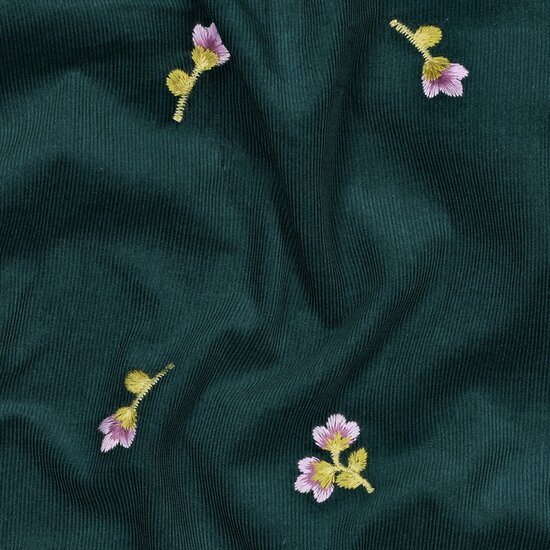 Poppy smalle rib corduroy met geborduurde bloemetjes  -01958.006_kickenstoffen