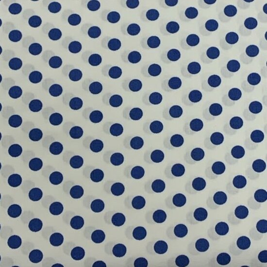 BEEBSstofjes Katoen Wit Donkerblauw Noppen
