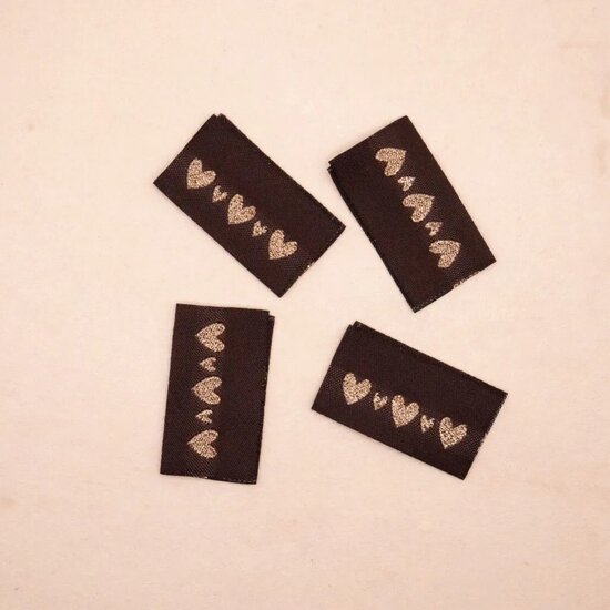 Label 'Glitter Hearts' 4pcs - loop en label - kickenstoffen