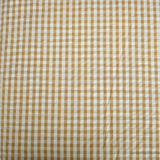 Seersucker ruit kaki-bruin off-white Oeko-Tex 112857