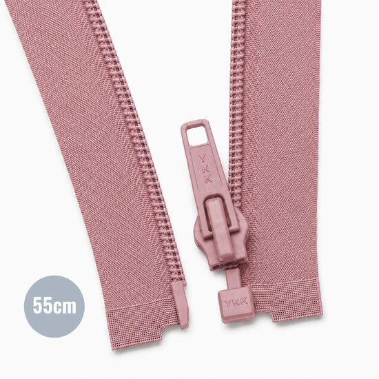 Divisible-Spiral-Zipper-YKK-55CM-Old-Pink-kickenstoffen