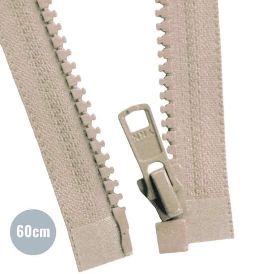 VISLON-Divisible-Zipper-YKK-Dark-Beige-60CM-kickenstoffen