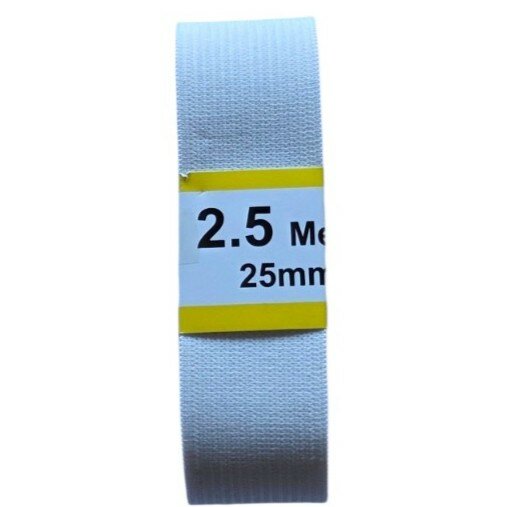 Geweven Elastiek Wit 25 mm &ndash; 2,5 Meter  KicKenStoffen