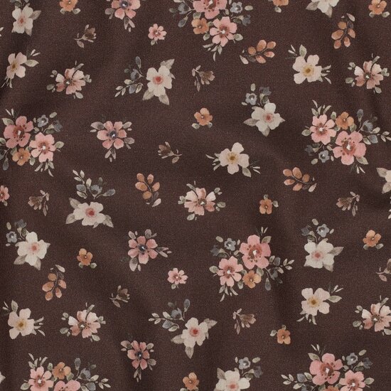 Poplin katoen bloemen digitaal &amp;#x2013; burgundy en bruin small 08117.032