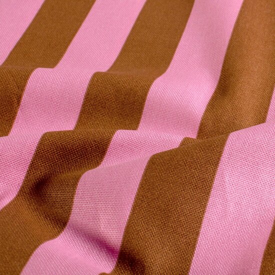 Panama Canvas Brede Strepen Bruin Roze KicKenStoffen 00123/053