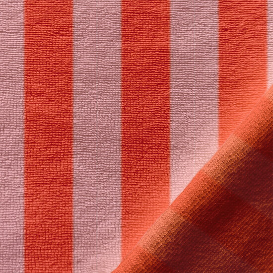 Bamboe Katoen Fleece Badstof roze rood-oranje kickenstoffen 113945