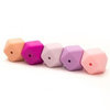 pink hexagon beads 17mm - 5 pcs