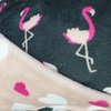 nog 1m - donker grijs roze flamingo & hartjes dubbelzijdig Knuffel fleece (op=op) 