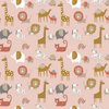 pink (soft) beige ocher grey terracotta baby circus animals organic cotton