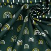 donker groen kiezel mosterd/oker wit vintage groen regenboogjes poplin katoen (op=op)