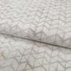 wit met beige (kiezel) geometrische lijnen poplin katoen