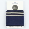 donker blauw goud (glitter) boordstof 7cm breed - 135cm/kaartje
