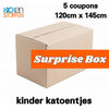 surprise doos - katoentjes kinderprint - 5 coupons 120cm
