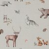 beige bruin camel wit taupe Bos dieren vos wolf beer hert uil - digitaal poplin katoen