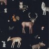 donker blauw beige bruin camel wit taupe Bos dieren vos wolf beer hert uil - digitaal poplin katoen (op=op)
