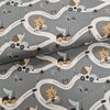 zee groen cacao beige wit dieren in auto's op wegen poplin katoen *S
