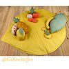 yellow mustard ocher vintage green claypink playmat with pillow and groceries panel