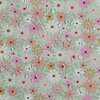 vintage groen (warm) wit cacao roze bloempjes digitaal GECOAT katoen *S