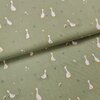 dusty groen (warm) wit oker gansjes ganzen en plantjes poplin katoen