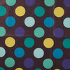 donker blauw groen geel blauw stippen regenjas stof *S