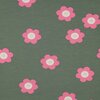 army green pink big flowers french terry