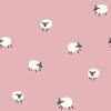 oud roze wit schapen schaapjes poplin katoen *S