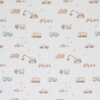 off white camel cacao dusty green construction vehicles digital stretch toweling fabric