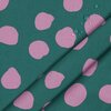 petrol green lilac dots coated cotton