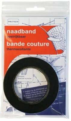 zwart naadband vlieseline - strijkband naden 12,5 mtr / kaartje