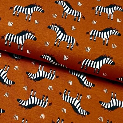 cognac terracotta wit zwart zebra - tricot