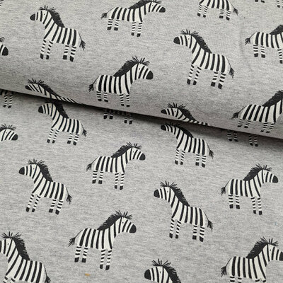 grey melange white black zebra french terry