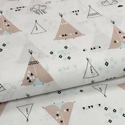 wit zwart vintage mint kiezel  STOER tipi poplin katoen (op=op)