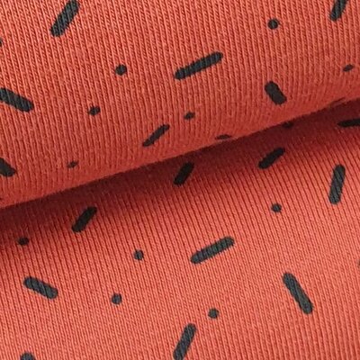 terracotta (roest) zwart hagelslag stip - tricot