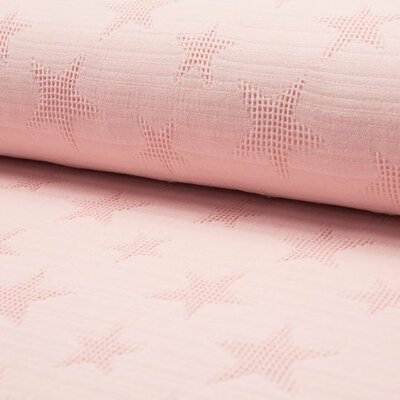 nog 1,85m - roze (poeder) wafel jacquard ster (op=op)