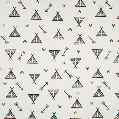 wit poeder roze, grijs & groen tipi & pijl - Yuma poplin katoen