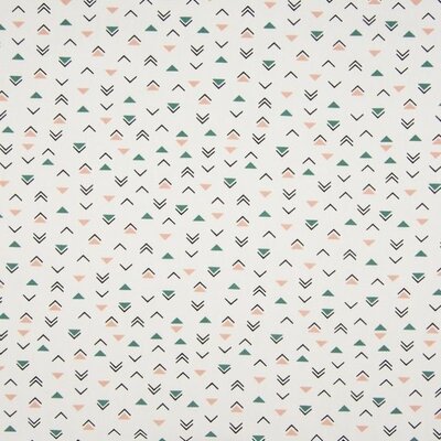wit poeder roze, groen triangels - Yuma poplin katoen