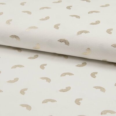 wit mat gouden regenboogjes - glitter poplin katoen