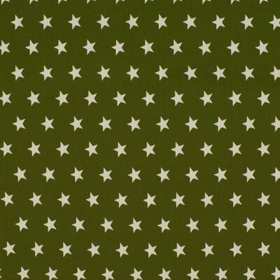 groen (mos) wit middel ster poplin katoen