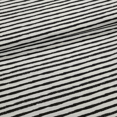 wit zwart ongelijke strepen - streep poplin katoen