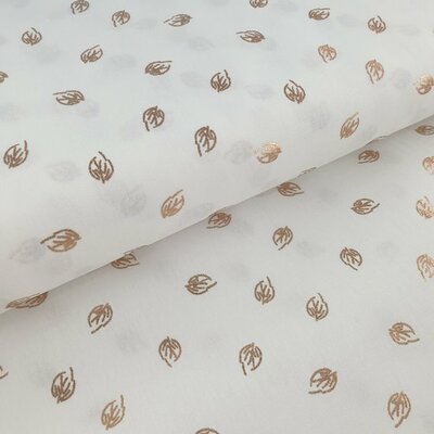wit goud (rose) blaadjes - glitter poplin katoen