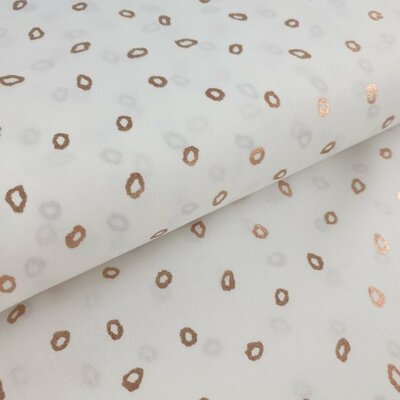 wit goud (rose) luipaard rondjes - glitter poplin katoen