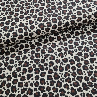 beige black leopard poplin
