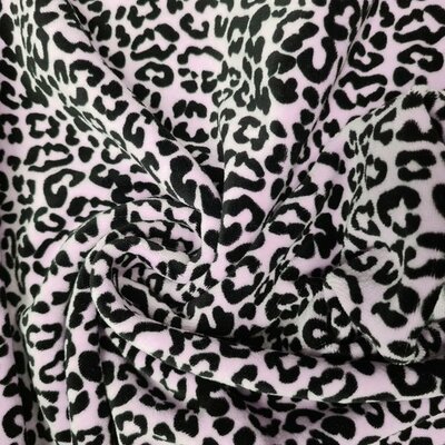 roze (oud licht poeder) zwart panter print biologisch katoenen velvet