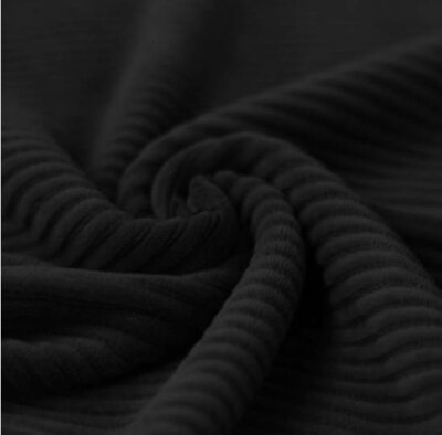 black cotton knitted corduroy jersey fabric