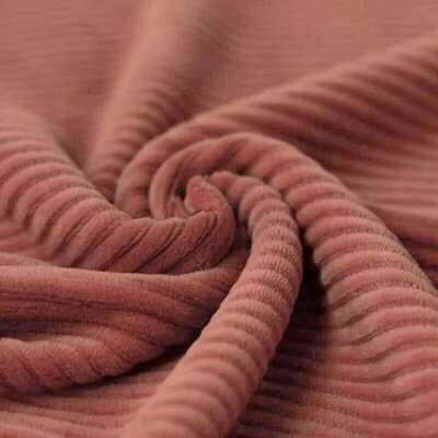 roze-terracotta katoenen ribFluweel tricot