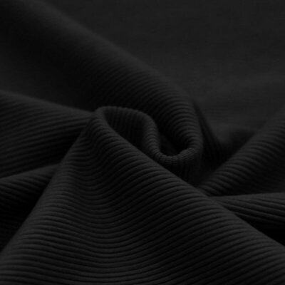 black cotton rib jersey fabric