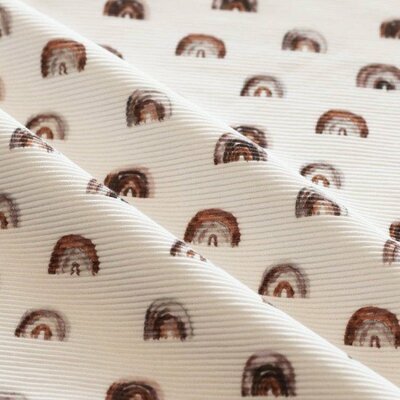 off white camel brown brandy rainbows digital cotton rib jersey fabric