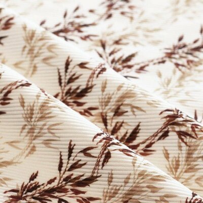 wit (off white) bruin camel bamboe bladeren digitaal fijne katoenen Baby Ottoman RIB tricot (op=op)