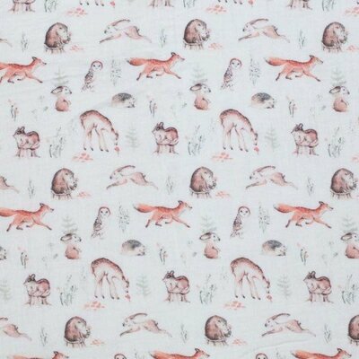 wit (off white) grijs terracotta bosdier vosjes uil hert konijn egel digitaal HYDROFIEL