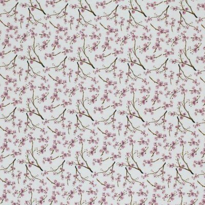 wit (off white) oud roze bloesem takjes digitaal poplin katoen